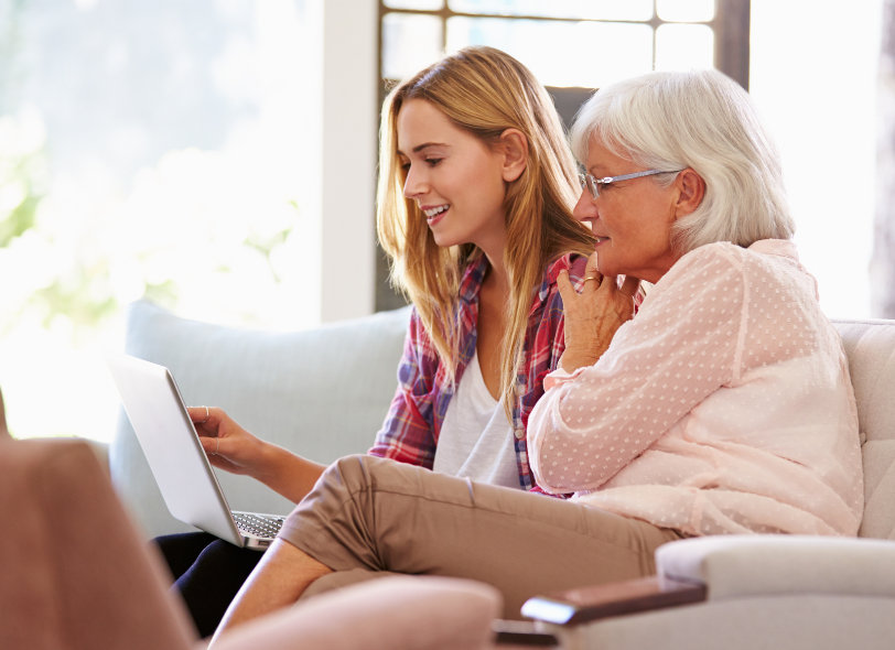 service user discussing care options with daughter